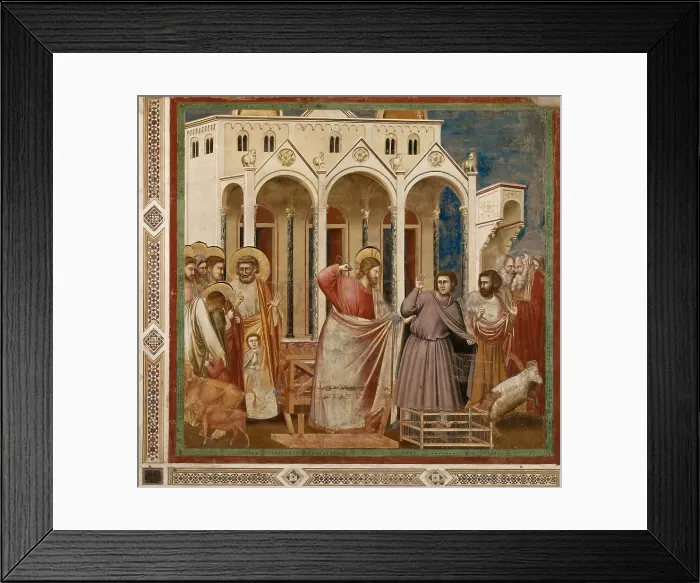 Framed Print : Expulsion of the Money changers from the Temple (From the cycles of The Life of Christ), 1304-1306. Creator: Giotto di Bondone (1266-1377) Framed Print : Expulsion of the Money changers from the Temple (From the cycles of The Life of Christ), 1304-1306. Creator: Giotto di Bondone (1266-1377)