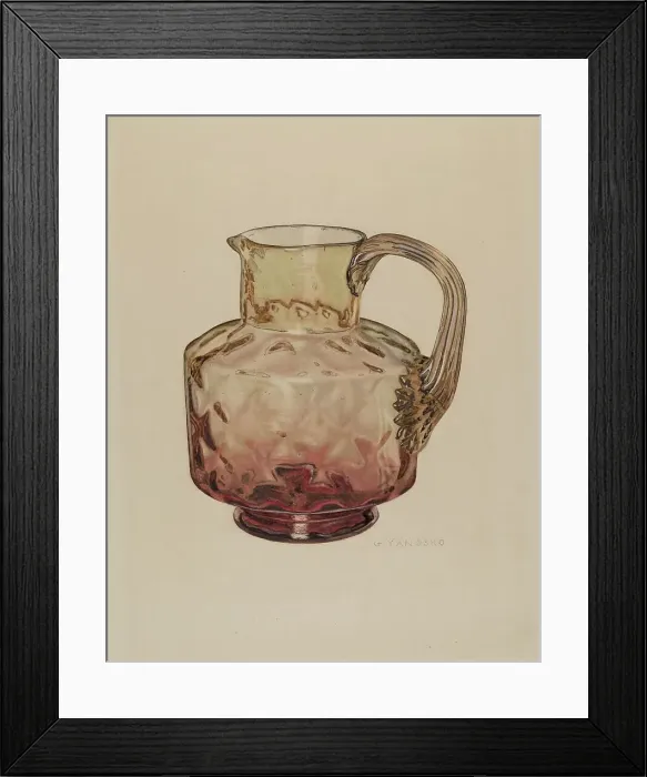 Framed Print : Pitcher (Amberina), 1935 / 1942. Creator: George Yanosko