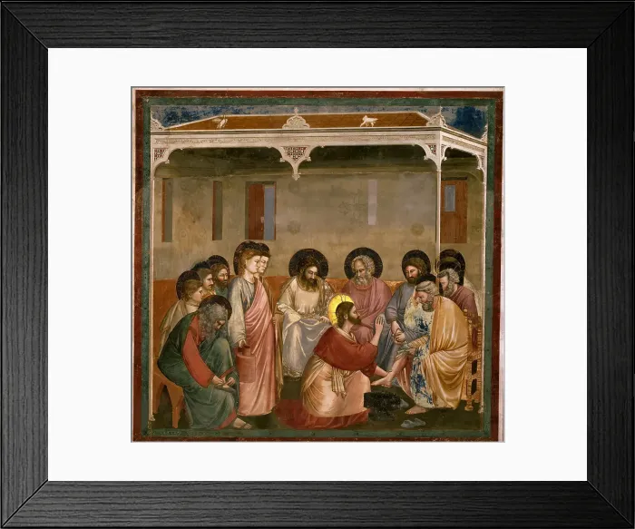 Framed Print : Washing of feet (From the cycles of The Life of Christ), 1304-1306. Creator: Giotto di Bondone (1266-1377) Framed Print : Washing of feet (From the cycles of The Life of Christ), 1304-1306. Creator: Giotto di Bondone (1266-1377)