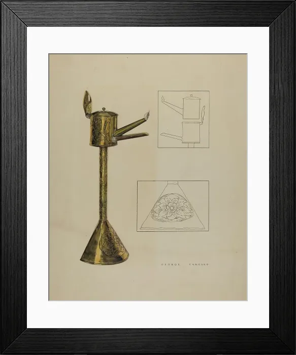 Framed Print : Whale Oil Lamp, c. 1940. Creator: George Yanosko Framed Print : Whale Oil Lamp, c. 1940. Creator: George Yanosko
