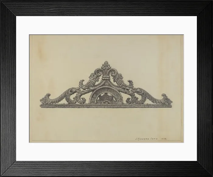 Framed Print : Cast Iron Gate Top, 1938. Creator: J. Howard Iams