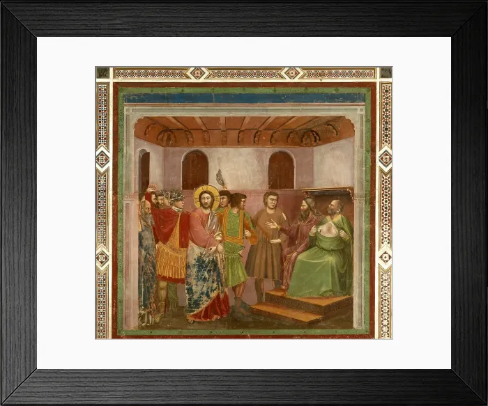 Framed Print : Christ before Caiaphas (From the cycles of The Life of Christ), 1304-1306. Creator: Giotto di Bondone (1266-1377) Framed Print : Christ before Caiaphas (From the cycles of The Life of Christ), 1304-1306. Creator: Giotto di Bondone (1266-1377)