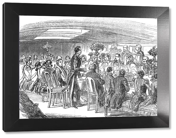 The King of Denmark dining on board the 'Cygnus', 1854. Creator: T. H. Wilson. The King of Denmark dining on board the 'Cygnus', 1854. Creator: T. H. Wilson