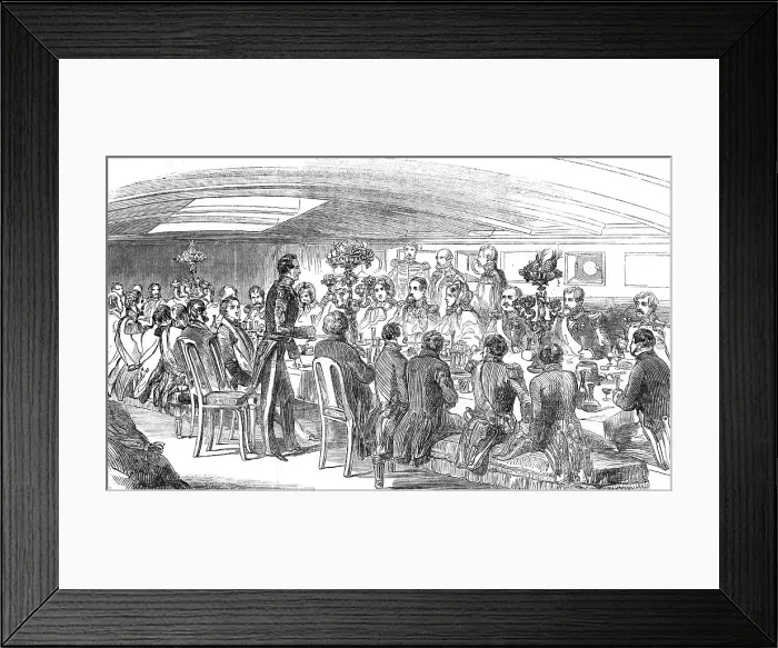 Framed Print : The King of Denmark dining on board the Cygnus, 1854. Creator: T. H. Wilson. The King of Denmark dining on board the Cygnus, 1854. Creator: T. H. Wilson Framed Print : The King of Denmark dining on board the Cygnus, 1854. Creator: T. H. Wilson. The King of Denmark dining on board the Cygnus, 1854. Creator: T. H. Wilson