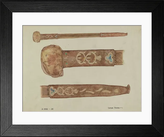 Framed Print : Embroidered Leather Scabbard, c. 1936. Creator: Lyman Young Framed Print : Embroidered Leather Scabbard, c. 1936. Creator: Lyman Young