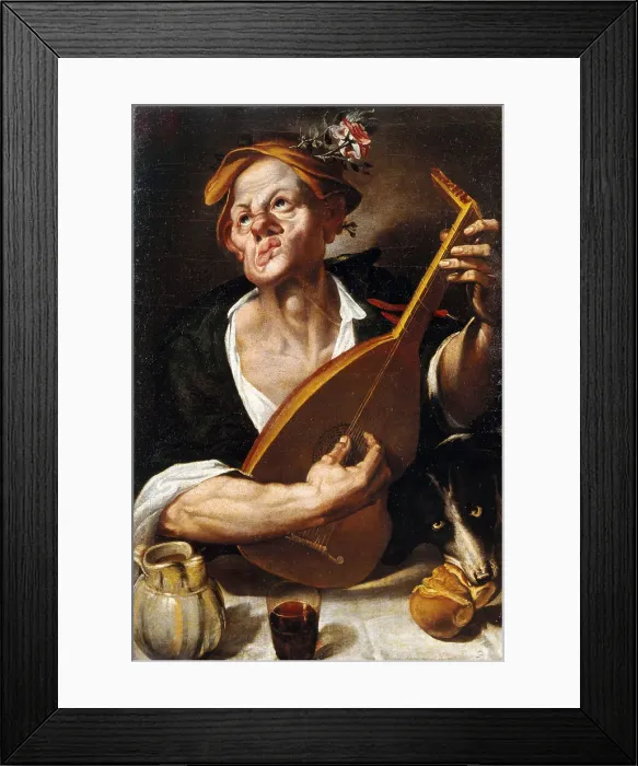 Framed Print : Peasant playing the lute, ca. 1575. Creator: Passerotti (Passarotti), Bartolomeo (1529-1592) Framed Print : Peasant playing the lute, ca. 1575. Creator: Passerotti (Passarotti), Bartolomeo (1529-1592)