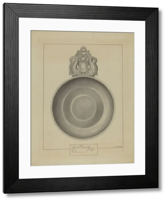 Framed Print : Pewter Porringer, c. 1936. Creator: Philip Johnson Framed Print : Pewter Porringer, c. 1936. Creator: Philip Johnson