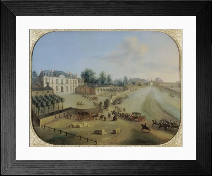 Framed Print : View of Chateau de la Muette with the arrival of the King, c1738. Creator: Charles-Leopold Grevenbroeck Framed Print : View of Chateau de la Muette with the arrival of the King, c1738. Creator: Charles-Leopold Grevenbroeck