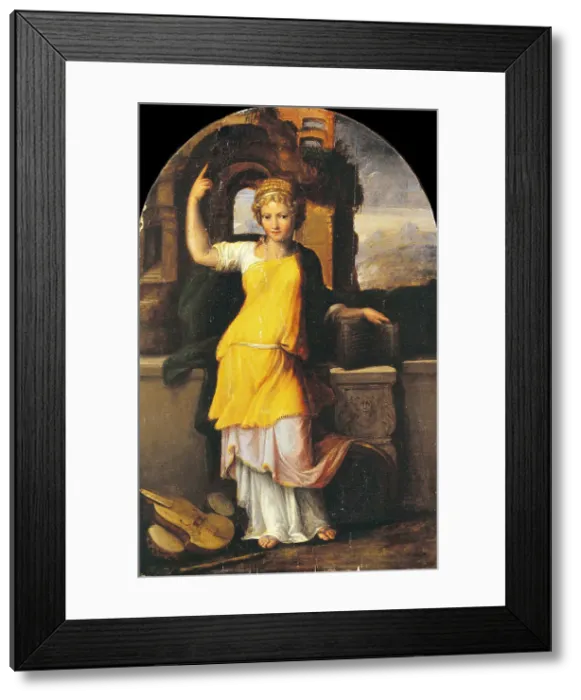 Framed Print : Saint Cecilia, First Half of 16th cen. Creator: Girolamo da Carpi (Girolamo Sellari) (1501-1556) Framed Print : Saint Cecilia, First Half of 16th cen. Creator: Girolamo da Carpi (Girolamo Sellari) (1501-1556)