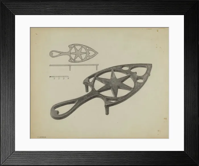 Framed Print : Pa. German Flat-iron Holder, c. 1937. Creator: Philip Johnson Framed Print : Pa. German Flat-iron Holder, c. 1937. Creator: Philip Johnson