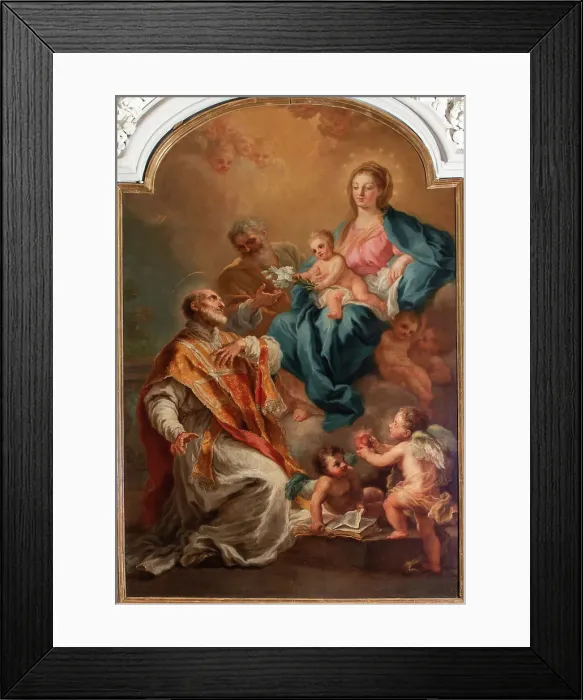 Framed Print : Saint Philip praying before the Holy Family. Creator: Bonito, Giuseppe (1707-1789) Framed Print : Saint Philip praying before the Holy Family. Creator: Bonito, Giuseppe (1707-1789)