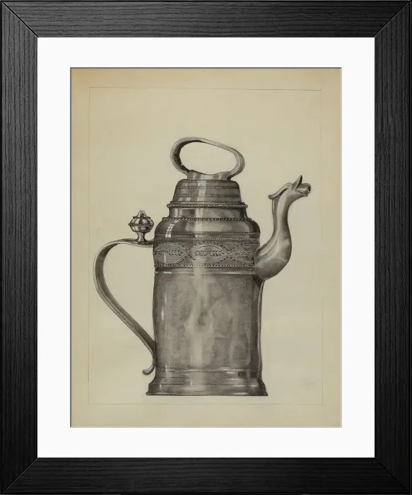 Framed Print : Pewter Pitcher, c. 1936. Creator: A. Zimet Framed Print : Pewter Pitcher, c. 1936. Creator: A. Zimet