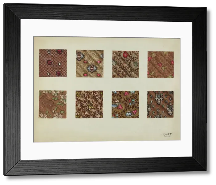 Framed Print : Swatch from Patchwork Quilt, c. 1938. Creator: A. Zimet Framed Print : Swatch from Patchwork Quilt, c. 1938. Creator: A. Zimet