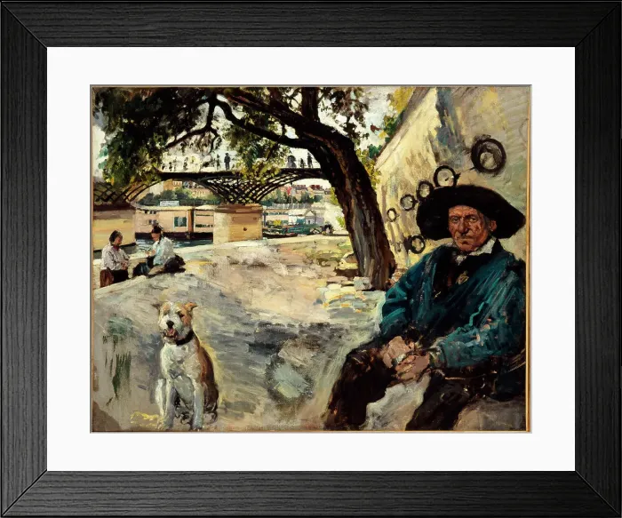Framed Print : Banks of the Seine at the Pont des Arts: with coalman, c1880. Creator: Emile Antoine Guillier Framed Print : Banks of the Seine at the Pont des Arts: with coalman, c1880. Creator: Emile Antoine Guillier
