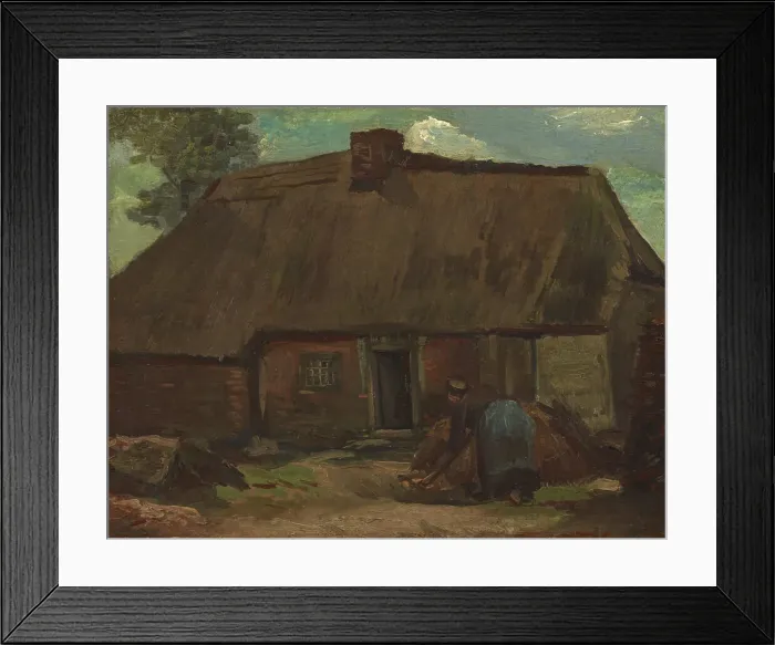 Framed Print : Cottage with Peasant Woman Digging, 1885. Creator: Gogh, Vincent, van (1853-1890) Framed Print : Cottage with Peasant Woman Digging, 1885. Creator: Gogh, Vincent, van (1853-1890)
