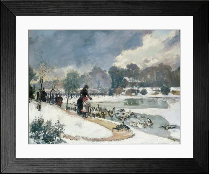 Framed Print : Ducks in Bois de Boulogne - December 1879. Creator: Emile Antoine Guillier Framed Print : Ducks in Bois de Boulogne - December 1879. Creator: Emile Antoine Guillier