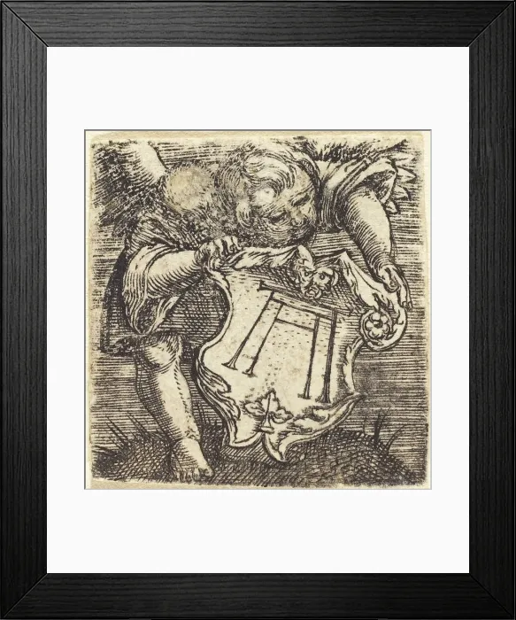 Framed Print : Genii with Altdorfer's Schram, c. 1520. Creator: Albrecht Altdorfer Framed Print : Genii with Altdorfer's Schram, c. 1520. Creator: Albrecht Altdorfer