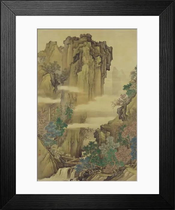 Framed Print : Blue and Green Landscape, 1822. Creator: Buncho, Tani (1763-1841) Framed Print : Blue and Green Landscape, 1822. Creator: Buncho, Tani (1763-1841)