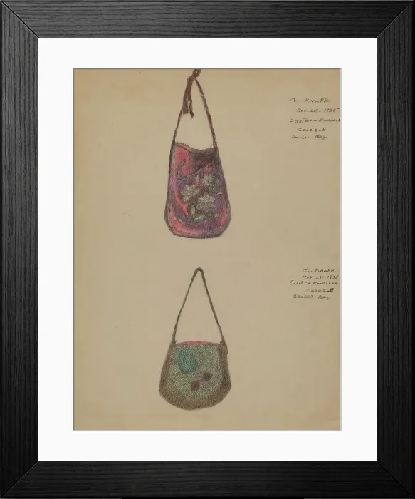Framed Print : Beaded Bags, 1935. Creator: Margaret Knapp Framed Print : Beaded Bags, 1935. Creator: Margaret Knapp