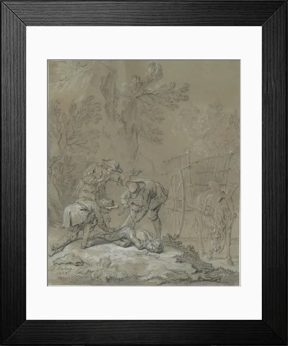 Framed Print : Ragotin lie par les parents du fou, 1727. Creator: Jean-Baptiste Oudry Framed Print : Ragotin lie par les parents du fou, 1727. Creator: Jean-Baptiste Oudry
