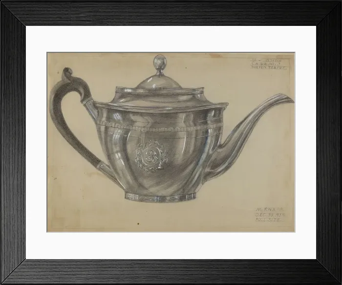 Framed Print : Silver Teapot, 1934. Creator: Margaret Knapp Framed Print : Silver Teapot, 1934. Creator: Margaret Knapp