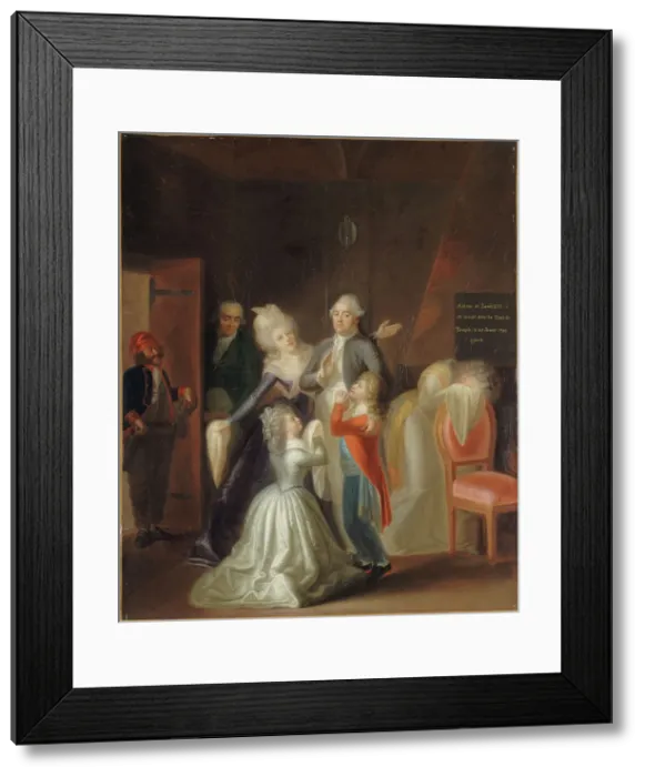 Framed Print : Louis XVI's farewell to his family, January 20, 1793, 1794. Creator: Jean-Jacques Hauer Framed Print : Louis XVI's farewell to his family, January 20, 1793, 1794. Creator: Jean-Jacques Hauer