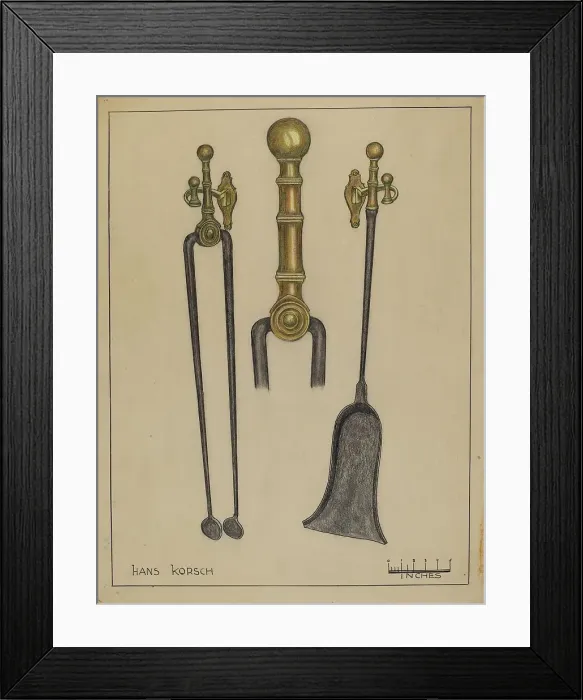 Framed Print : Fireplace Set, 1935 / 1942. Creator: Hans Korsch Framed Print : Fireplace Set, 1935 / 1942. Creator: Hans Korsch