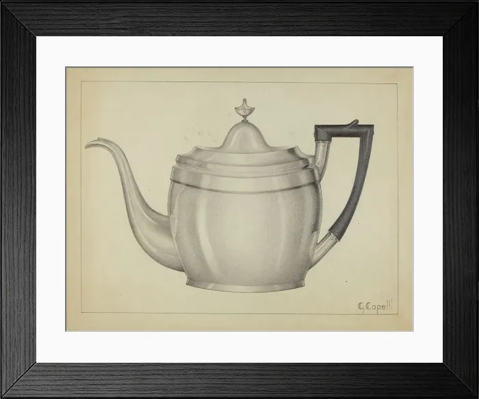 Framed Print : Silver Teapot, 1936. Creator: Giacinto Capelli Framed Print : Silver Teapot, 1936. Creator: Giacinto Capelli