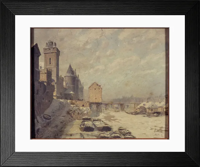 Framed Print : Clock tower, the Conciergerie and Pont au Change, in 1621, 1887. Creator: Theodor Josef Hubert Hoffbauer Framed Print : Clock tower, the Conciergerie and Pont au Change, in 1621, 1887. Creator: Theodor Josef Hubert Hoffbauer