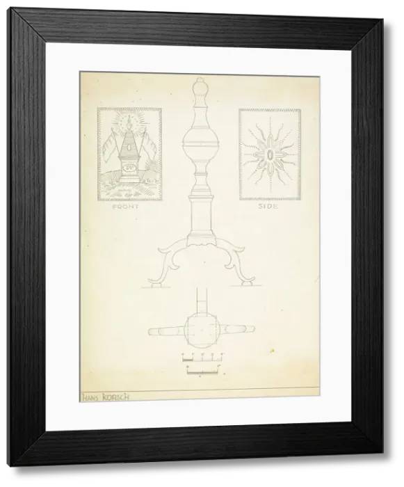 Framed Print : Andiron (one of pair), 1935 / 1942. Creator: Hans Korsch Framed Print : Andiron (one of pair), 1935 / 1942. Creator: Hans Korsch