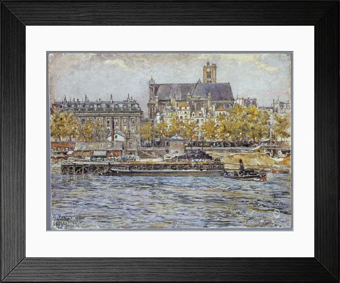 Framed Print : Quai de l'Hotel-de-Ville and Saint-Gervais-Saint-Protais church, 1899. Creator: Frederic Houbron Framed Print : Quai de l'Hotel-de-Ville and Saint-Gervais-Saint-Protais church, 1899. Creator: Frederic Houbron