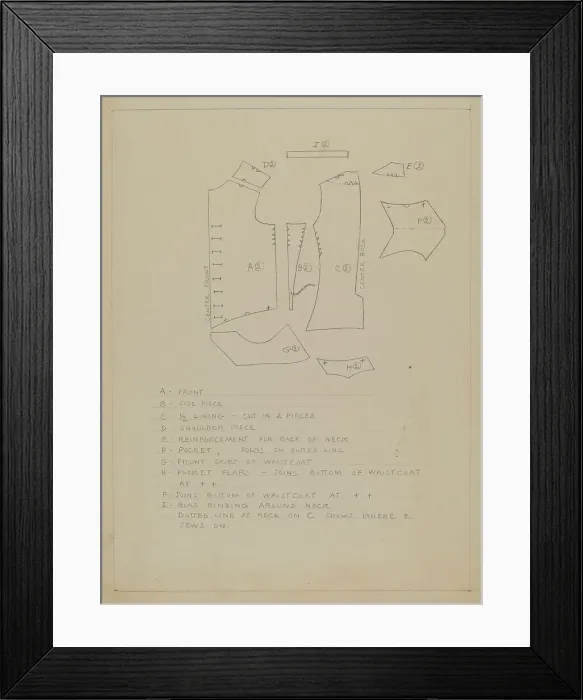 Framed Print : Waistcoat Pattern, c. 1936. Creator: Rosalia Lane Framed Print : Waistcoat Pattern, c. 1936. Creator: Rosalia Lane