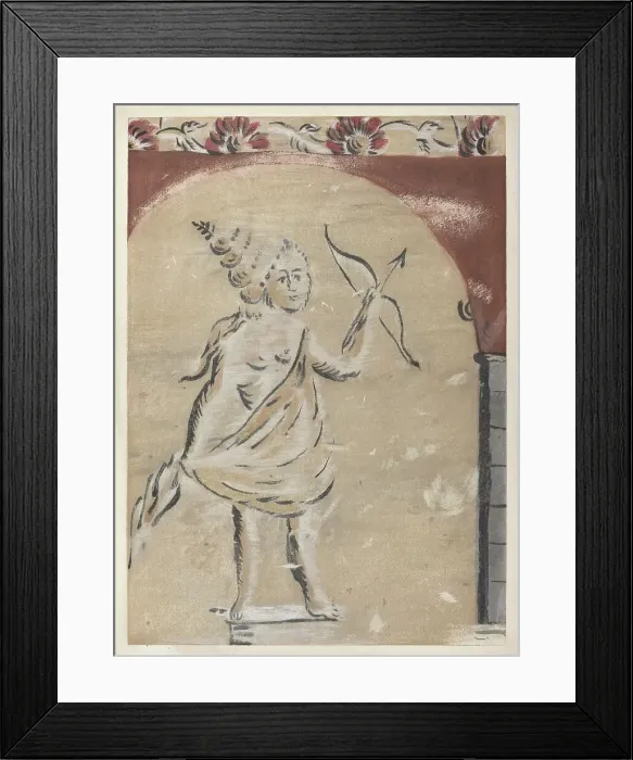Framed Print : Free Hand Decorated Wall, c. 1940. Creator: Michael Lauretano