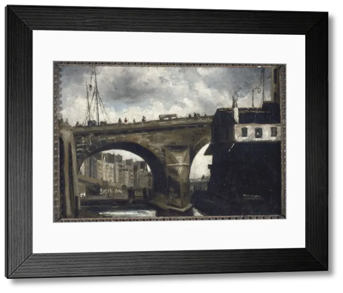 Framed Print : The Notre-Dame bridge and pump, 1825. Creator: Louis-Godefroy Jadin Framed Print : The Notre-Dame bridge and pump, 1825. Creator: Louis-Godefroy Jadin