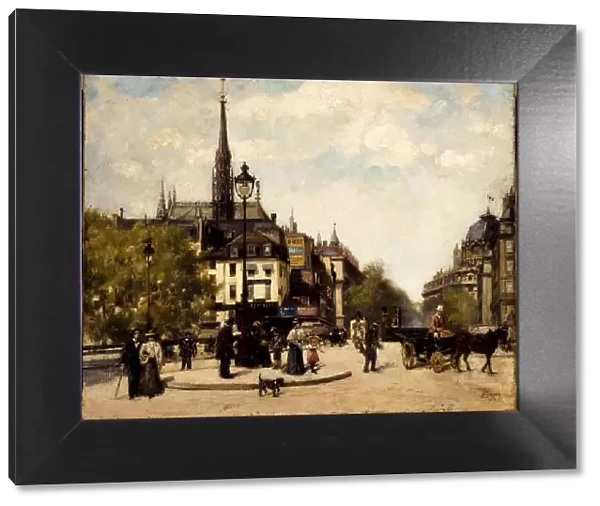 View of the Boulevard du Palais and Quai des Orfevres, 4th arrondissement, in 1902. Creator: Marguerite Jamin