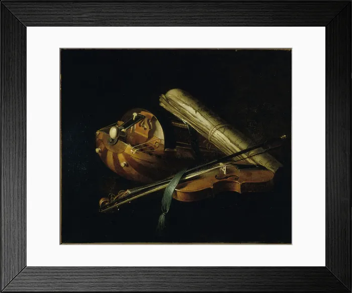 Framed Print : Still life with musical instruments, 1756. Creator: Nicolas Henri Jeaurat de Bertry Framed Print : Still life with musical instruments, 1756. Creator: Nicolas Henri Jeaurat de Bertry