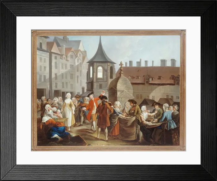 Framed Print : Pea shellers of les Halles, after 1759. Creator: Etienne Jeaurat Framed Print : Pea shellers of les Halles, after 1759. Creator: Etienne Jeaurat
