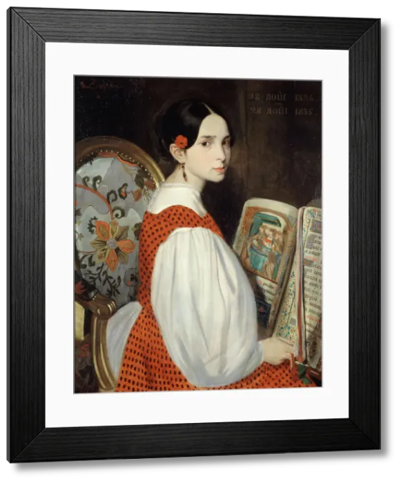 Framed Print : Léopoldine au Livre d'Heures, 1835. Creator: Auguste de Chatillon Framed Print : Léopoldine au Livre d'Heures, 1835. Creator: Auguste de Chatillon