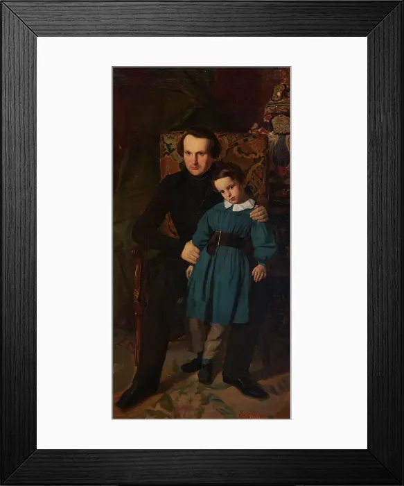 Framed Print : Portrait de Victor Hugo avec son fils François-Victor Hugo, 1836. Creator: Auguste de Chatillon Framed Print : Portrait de Victor Hugo avec son fils François-Victor Hugo, 1836. Creator: Auguste de Chatillon