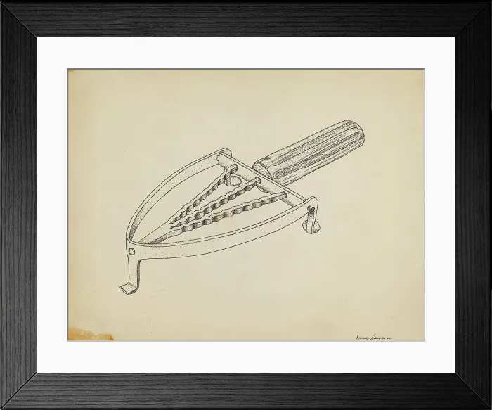 Framed Print : Flat Iron Holder, c. 1939. Creator: Irene Lawson Framed Print : Flat Iron Holder, c. 1939. Creator: Irene Lawson