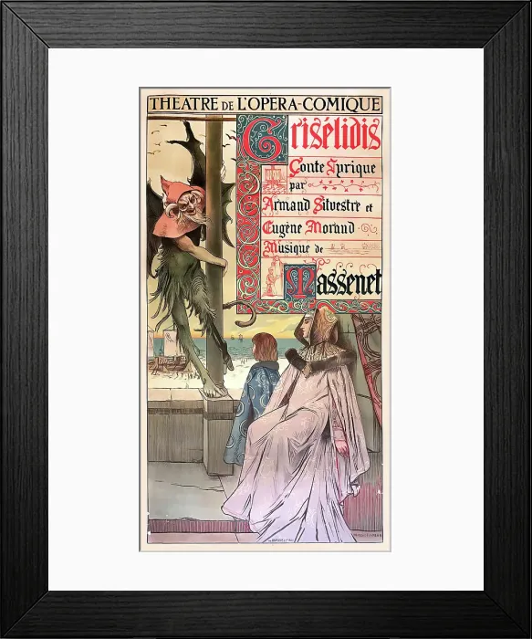 Framed Print : Poster for the premiere of the Opera Grisélidis by Jules Massenet, 1891. Creator: Flameng, François (1856-1923) Framed Print : Poster for the premiere of the Opera Grisélidis by Jules Massenet, 1891. Creator: Flameng, François (1856-1923)