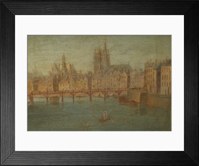 Framed Print : Port au Foin and the eastern end of Ile de la Cite, c1760. Creator: Hyacinthe de La Pegna Framed Print : Port au Foin and the eastern end of Ile de la Cite, c1760. Creator: Hyacinthe de La Pegna