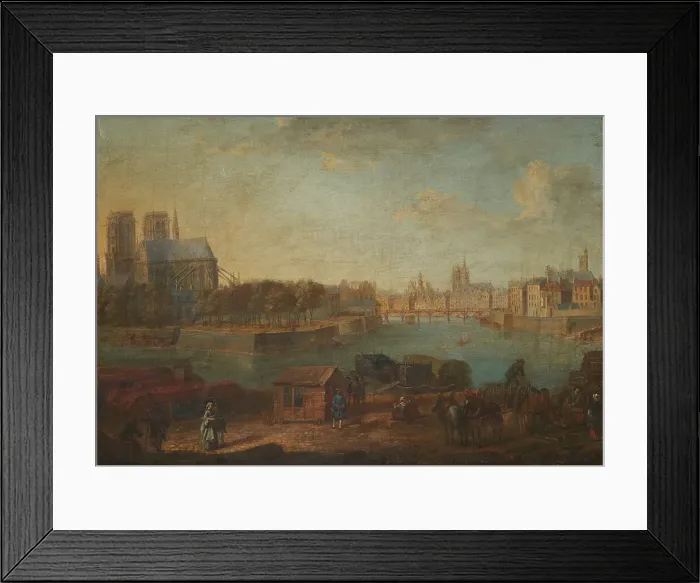 Framed Print : Port au Foin and the eastern end of Ile de la Cite, c1760. Creator: Hyacinthe de La Pegna Framed Print : Port au Foin and the eastern end of Ile de la Cite, c1760. Creator: Hyacinthe de La Pegna