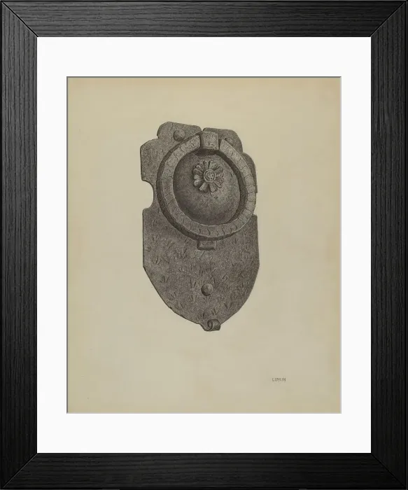 Framed Print : Door Knocker, c. 1940. Creator: Jacob Lipkin Framed Print : Door Knocker, c. 1940. Creator: Jacob Lipkin
