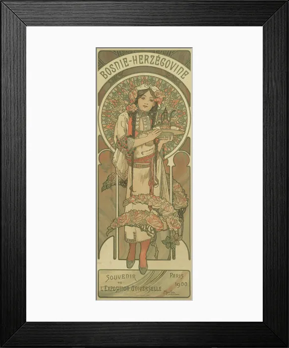 Framed Print : Bosnie-Herzégovine. L'exposition universelle, Paris, 1900, 1900. Creator: Mucha, Alfons Marie (1860-1939) Framed Print : Bosnie-Herzégovine. L'exposition universelle, Paris, 1900, 1900. Creator: Mucha, Alfons Marie (1860-1939)