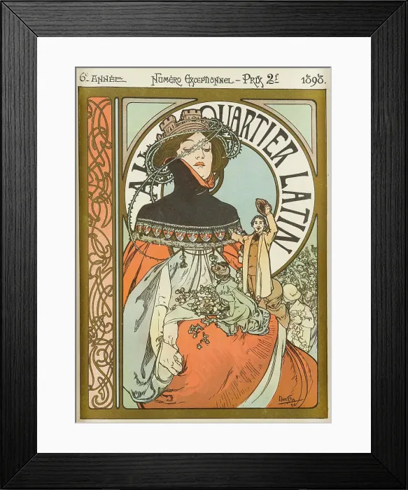 Framed Print : Au Quartier Latin, 1898. Creator: Mucha, Alfons Marie (1860-1939)