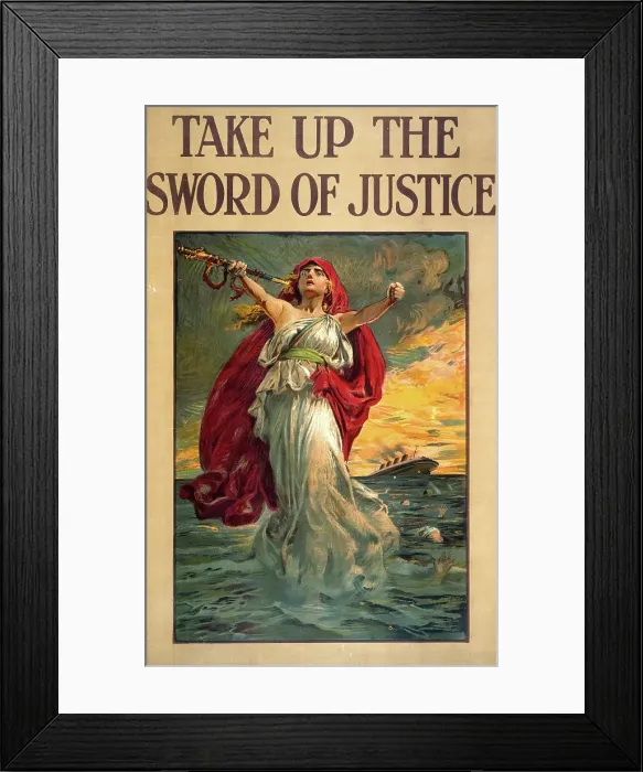 Framed Print : Take up the sword of justice, 1915. Creator: Partridge, Sir Bernard (1861-1945) Framed Print : Take up the sword of justice, 1915. Creator: Partridge, Sir Bernard (1861-1945)