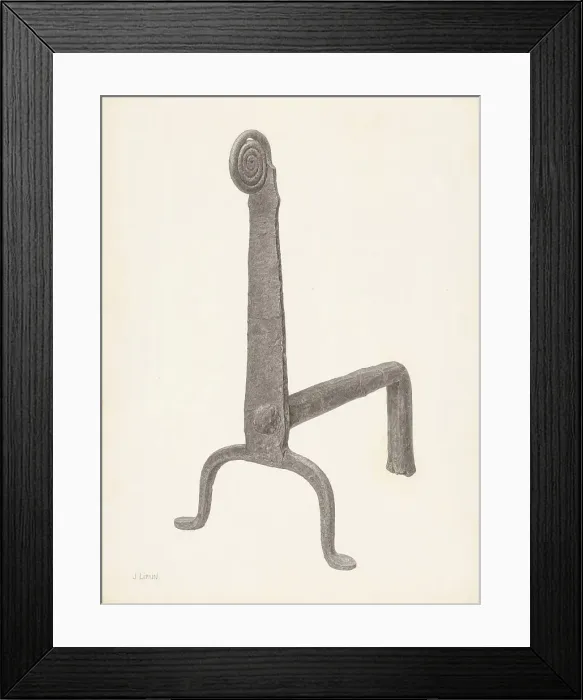 Framed Print : Andiron (one of pair), c. 1940. Creator: Jacob Lipkin Framed Print : Andiron (one of pair), c. 1940. Creator: Jacob Lipkin