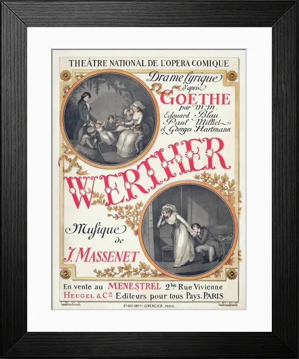 Framed Print : Poster for the premiere of the Opera Werther by Jules Massenet, 1893. Creator: Grasset, Eugène (1841-1917) Framed Print : Poster for the premiere of the Opera Werther by Jules Massenet, 1893. Creator: Grasset, Eugène (1841-1917)