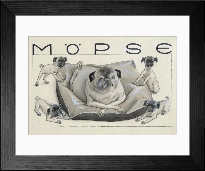 Framed Print : Pugs. Creator: Heine, Thomas Theodor (1867-1948) Framed Print : Pugs. Creator: Heine, Thomas Theodor (1867-1948)